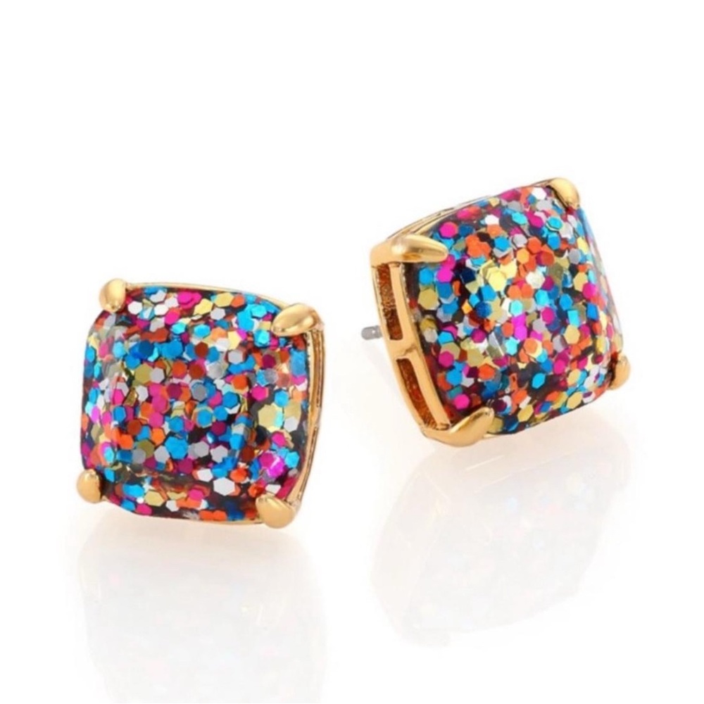 Kate Spade Multi color studs / Gold Glitter Earrings